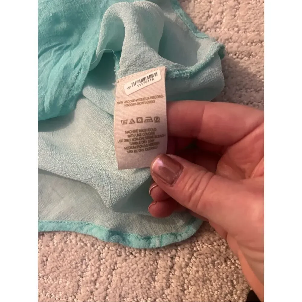 Free People Mint Green Semi-Sheer Tulip Cut Blouse